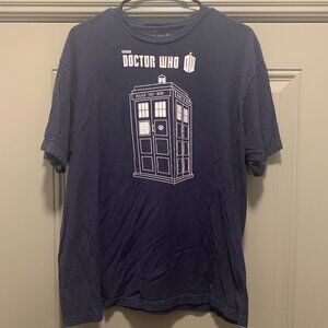 BBC Doctor Who Men's Blue Phone Booth Short Sleeve T-Shirt Size XL EUC